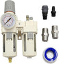 YSIL 1/2" NPT Compressed Air Filter Regulator Lubricator Two Units Combo Air Pressure Regulator with Gauge(0-150PSI) Water/Oil Trap Separator,Semi-Auto Drain,Poly Bowl with Metal Guard,Bracket