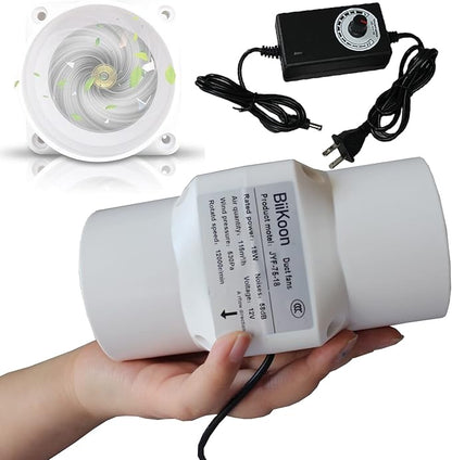 3 Inch/75mm Inline Duct Fan 12V 18W Variable Vent Blower Plastic Air Extractor Booster for Carbon Filter Grow Tent Basement Shutter Attic (Color : Adjustable Speed, Size : 18w)