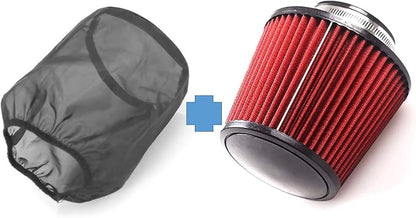 RYANSTAR 76mm 3" High Flow Round Tapered Cone Cool Air Filter Cleaner with Protective Cover, Universal Car Cold Air Filter Protective Cover Dustproof