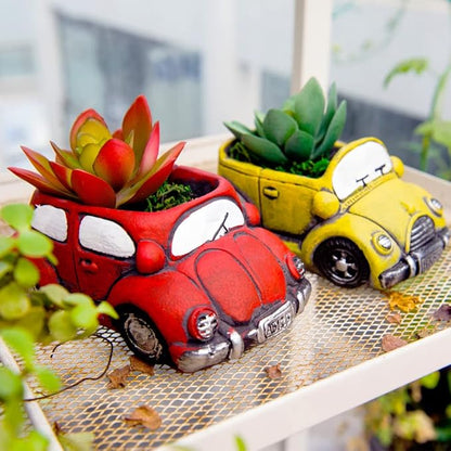 Cement Red Car Succulent Planter Flower Pots Succulent Plants Containers, Small Pot for Cactus Decor Planters for Indoor Plants