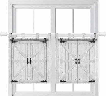 Farmhouse Wood Grain Kitchen Curtains 24 Inch Length, Small Window Curtains Tab Top, Vintage Country Barn Gate Grey Light Filtering Short Window Treatments Tier Drapes 27.5"x24" 2 Panel