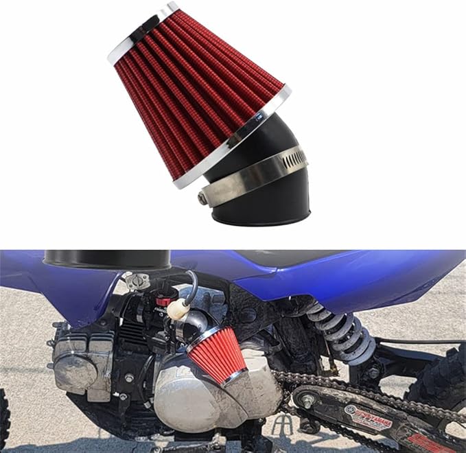 High Performance 48mm Motorcycle Air Filter, Dirt Bike Air Filter Compatible with HONDA YAMAHA SUZUKI ATV SSR TTR Dirt Bike, Inlet ID 48mm-Red