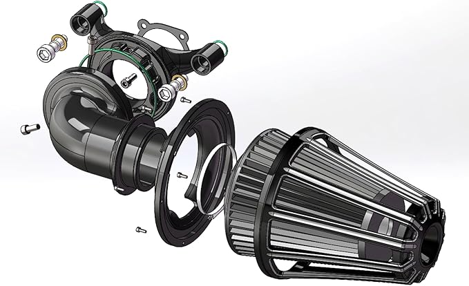 Big Sucker cone Air filter intake for harley air Cleaner Sportster Softail fatboy heritage dyna touring street road king Glide (Gauge style -Black, TypeB: Touring 01-07, Softail Dyna 99-15)
