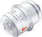 Oil Mist Filter, KF25 Vacuum Pump Exhaust Filter, 95% Efficiency Oil Mist Separator, Clear PC Body, Glass Fiber Element, 1.6" Port, 15.75" Drain Pipe, for CNC, Lab, Industrial, Compact 4.1"×5.6"