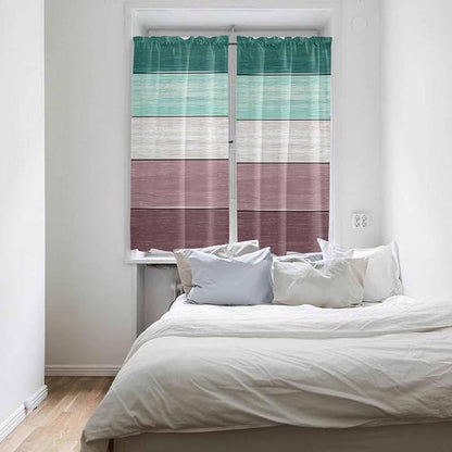 Retro Farm Woodcuts Texture Window Valance Curtains, Green Brown Gradient Light Filtering Kitchen Valance with 3-inch Rod Pocket for Living Room Bathroom Bedroom,2 Panel,42x63In