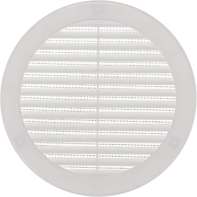 Vent Systems 6" Inch (Opening Dimensions) - Pack of 100 - White Soffit Vent Cover - Plastic Round Air Vent Grille - Built-in Mesh Screen - HVAC Register Louver for Bathroom, Home, Kitchen