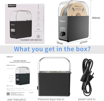 2025 New Creality Official Filament Dryer Box 2.0 with Fans-Christmas Gifts, Upgraded 1KG 3D Printer Material Dehydrator Keep Materials Dry During Printing Storage Drier for PLA PETG ABS TPU Nylon