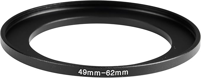 49-62mm Metal Step-Up Ring Adapter Compatible with Mirrorless Cameras DSLR Lens, UV CPL ND Filter Thread Converter, Black
