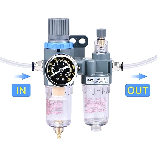 1/4 Inch Compressor Air Filter Pressure Regulator Water-Oil Trap Separator Filter with Lubricator Cup