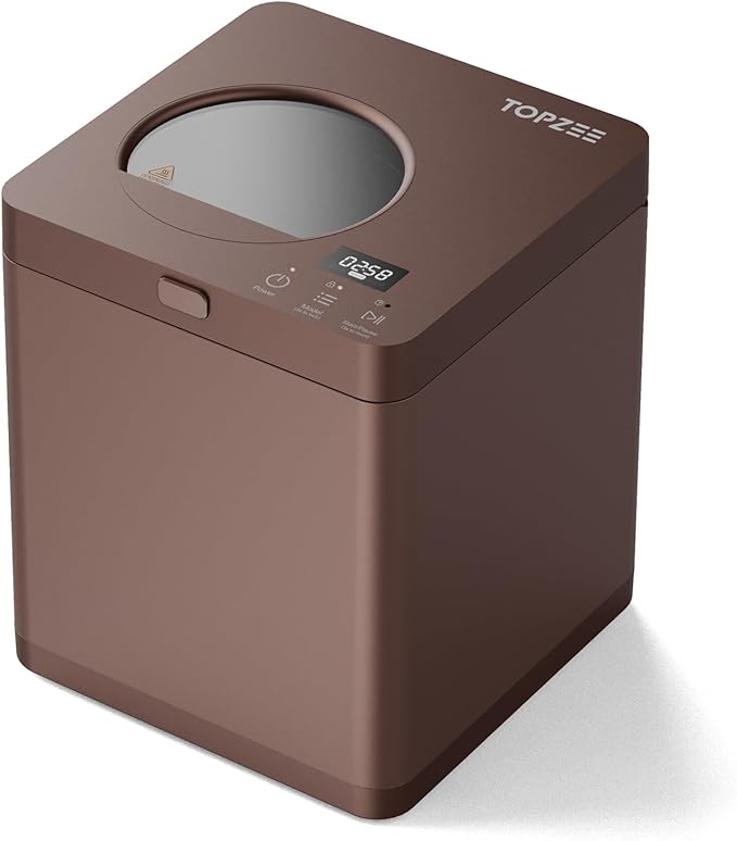 TOPZEE Kitchen Composter-3L Electric Composter for Kitchen Countertop, Compost Bin Outdoor/Indoor Odorless, Compost Machine,4H Fast Compsting, Light Brown