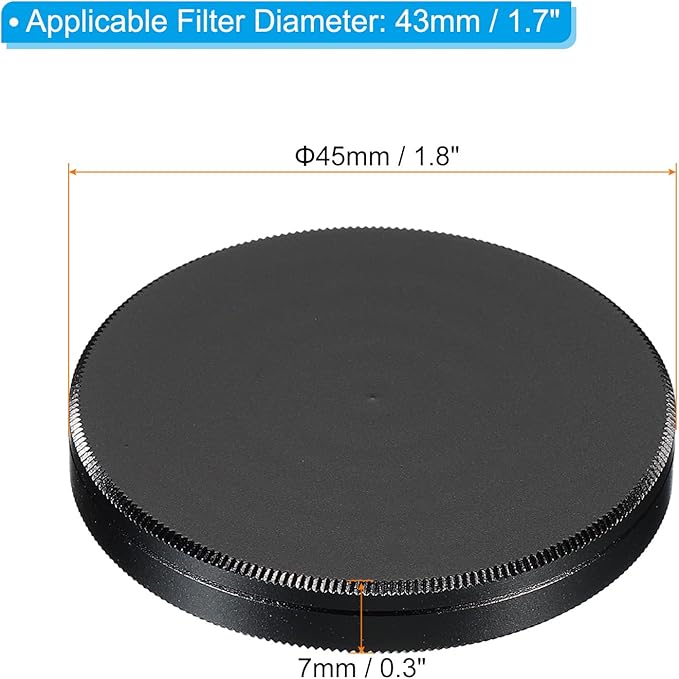 PATIKIL 43mm Lens Cap, 2 Pack Camera Lens Cap Cover Universal Front Metal Lens Filter Stacks Cap Protective Case for 43mm Camera Circular Polarizing Fader ND Filter, Black