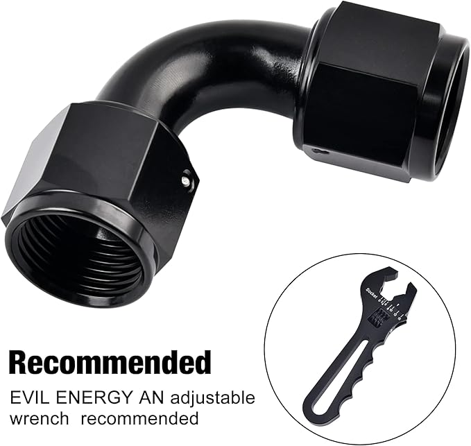 EVIL ENERGY 8AN Female to 8AN Female 90 Degree Swivel Coupler Union Fitting Adapter Aluminum Black 2PCS