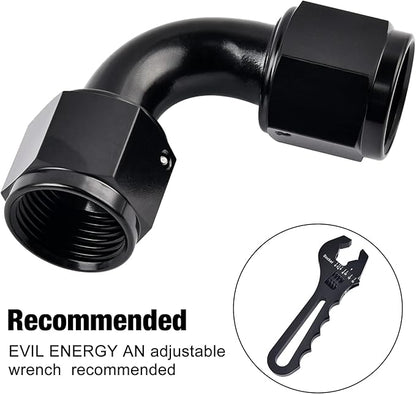 EVIL ENERGY 6AN Female to 6AN Female 90 Degree Swivel Coupler Union Fitting Adapter Aluminum Black 2PCS