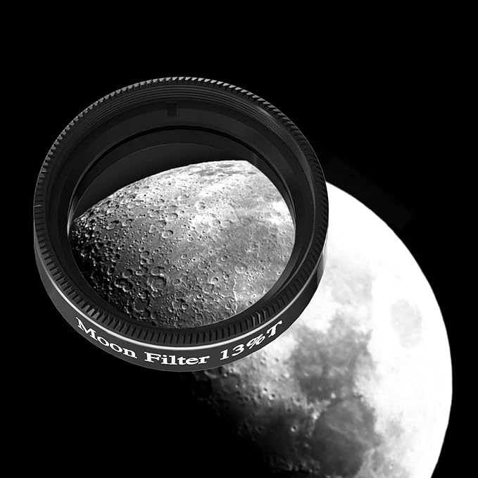 1.25" Moon Filter for Telescope – ND96 Neutral Density, 13% Transmission, Reduces Lunar Glare