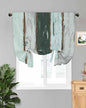 Tie Up Curtains for Windows, Blue Teal Adjustable Balloon Nature Linen Textured Kitchen Curtain, Vintage Wooden Retro Art Farmhouse Barns Blackout Curtains for Living Room, 46 x 63 Inches