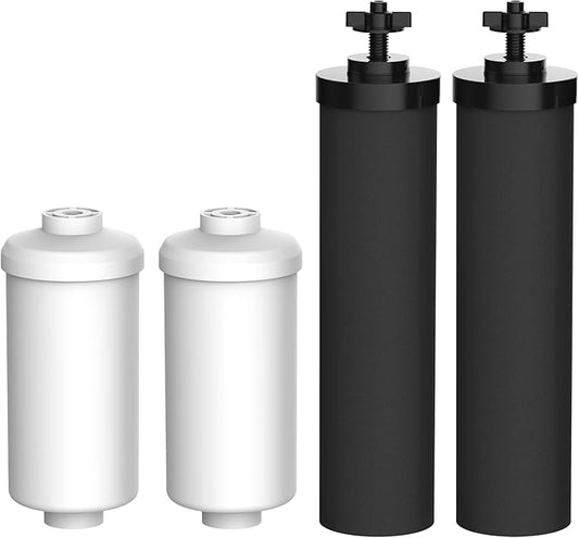 Filterlogic NSF/ANSI 372 Certified Water Filter, Replacement for Berkey® Black Filters (BB9-2®) & Fluoride Filters (PF-2®) Combo Pack