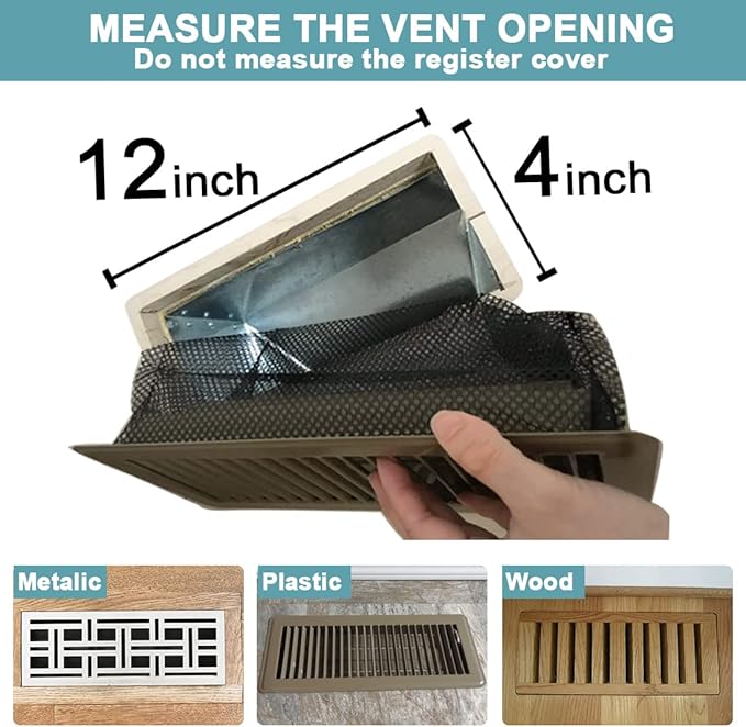 Floor Register Cover Trap,Floor Air Vent Cover Screen for Home Air Vent Filters 5-Pack Floor Vent Mesh Filters Net Trap… (4 x 12 Inch)
