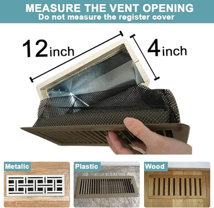 Floor Register Cover Trap,Floor Air Vent Cover Screen for Home Air Vent Filters 5-Pack Floor Vent Mesh Filters Net Trap… (4 x 12 Inch)