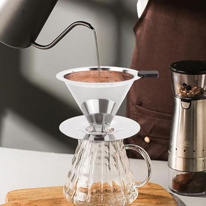 Pour Over Coffee Dripper Paperless Reusable Coffee Filter Pour Over Coffee Dripper Stainless Steel Reusable Filter Slow Drip Paperless Coffee Filter for Extraction (1-2 Cup)(COLOR:Small)