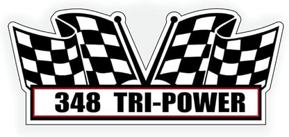 2X Engine Window Air Cleaner Sticker Decal 348 Tri Power V8 Motor for Street, Race, Classic Muscle Car, Compatible with Chevrolet Chevy 5x2.25 inch