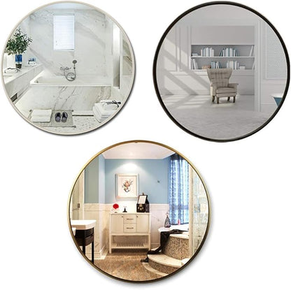 Round LED Bathroom Mirror Demister Pad IP44 Vanity Large Mirror Cold Light Dressing Wall Mirror (Color : Cold Light Size : 60cm) (White 80cm)
