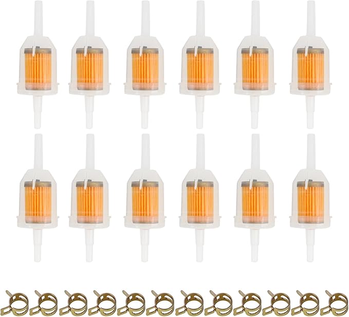 5/16 & 1/4 Inline Magnetic Fuel Filter for Lawn Mower, Small Engine, Kohler, John Deere, Kawasaki - High Flow Gas Filter with Magnet Replacement (12-Pack)