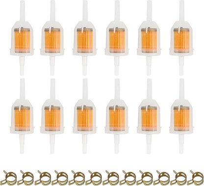 5/16 & 1/4 Inline Magnetic Fuel Filter for Lawn Mower, Small Engine, Kohler, John Deere, Kawasaki - High Flow Gas Filter with Magnet Replacement (12-Pack)