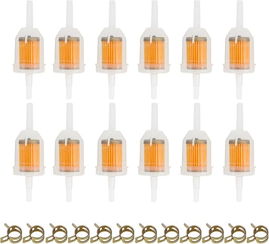 5/16 & 1/4 Inline Magnetic Fuel Filter for Lawn Mower, Small Engine, Kohler, John Deere, Kawasaki - High Flow Gas Filter with Magnet Replacement (12-Pack)