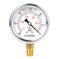 2-1/2" Dial Size, -30 inHg-0 Pressure Gauge, Glycerin Liquid Filled, 1/4" NPT Lower Mount, Stainless Steel Case, for Air Conditioning Line, Tank, Air Pump, HVAC, Pipe, Vacuum Pressure Test