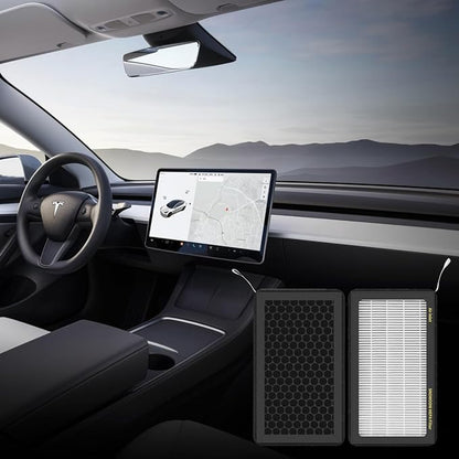 Tesla Model 3/Y HEPA Cabin Air Filter 2 Pack - PM2.5 Activated Carbon Replacement for Model 3 Model Y (2016-2025) H13 True HEPA
