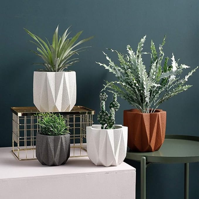Outdoor Succulent Plantpot Cactus Plant Container Cement Flowerpot Container Modern Simple Planter Flower Vase Meat Plant Cement Container Concrete Flower Plant (Gray1 13cm*11.5cm) (Gray1 13cm*11.5cm)