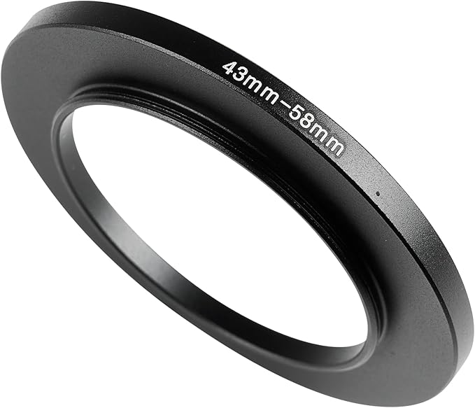 43-58mm Metal Step-Up Ring Adapter Compatible with Mirrorless Cameras DSLR Lens, UV CPL ND Filter Thread Converter, Black