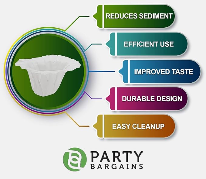 PARTY BARGAINS 600 Compact White Coffee Filter Liners – Disposable, Compatible with Keurig Brewers & K-Cup Reusable Pods, Single-Serve Paper Filters