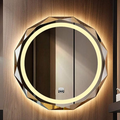 LED Bathroom Mirror with Lights and Demister Pad Wall Mounted Touch Sensor Bathroom Mirrors Anti Fog for Makeup Cosmetic Miroir Antidéflagrant (Warm Light 70cm)