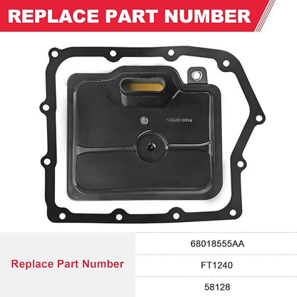 62TE Automatic Transmission Filter with Gasket Kit Fits for Dodge Grand Caravan Avenger Ram ProMaster Chrysler Town & Country 200 Replaces# 68018555AA FT1240 58128