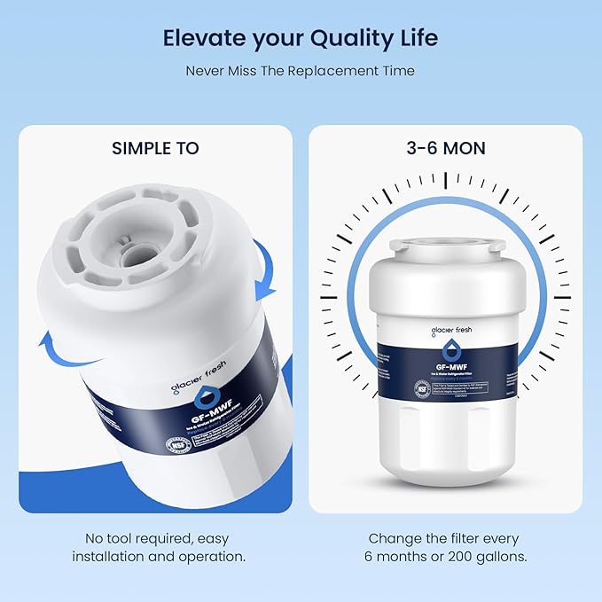 GLACIER FRESH Replacement for MWF Refrigerator Water Filters, SmartWater MWFP, MWFA, GWF, HDX FMG-1, WFC1201, RWF1060, 197D6321P006, Kenmore 9991, 1 Pack
