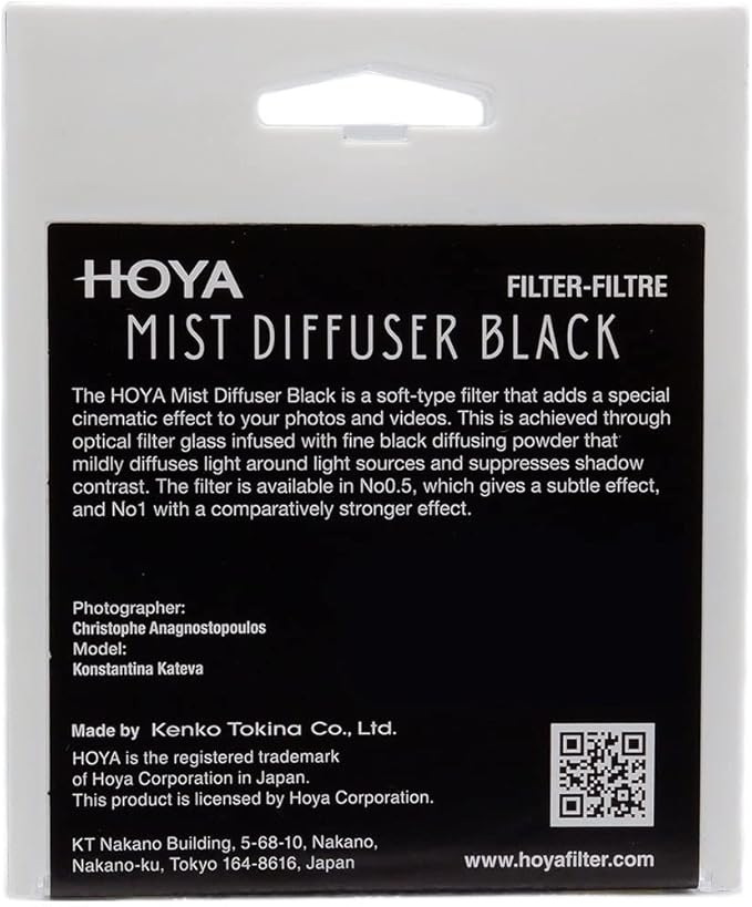 Hoya 49mm Mist Filter Black Diffuser No. 0.5 - Black Mist Filter for Camera Lenses - Soft Diffusion Effect for Portrait Photography & Cinematic Look, Reduces Contrast & Softens Wrinkles