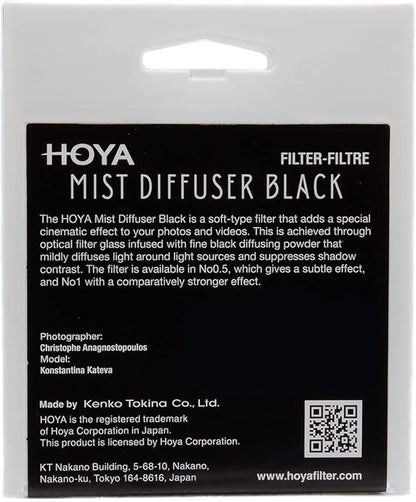 Hoya 77mm Mist Filter Black Diffuser No. 0.5 - Black Mist Filter for Camera Lenses - Soft Diffusion Effect for Portrait Photography & Cinematic Look, Reduces Contrast & Softens Wrinkles