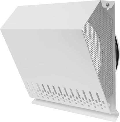 Vent Systems 8" Inch Air Supply Vent Cover with Rubber Gasket - White Galvanized Steel - Robust and Weatherproof Outdoor Air Intake Box - Duct or Surface Mounting - Rain and Snow Protection