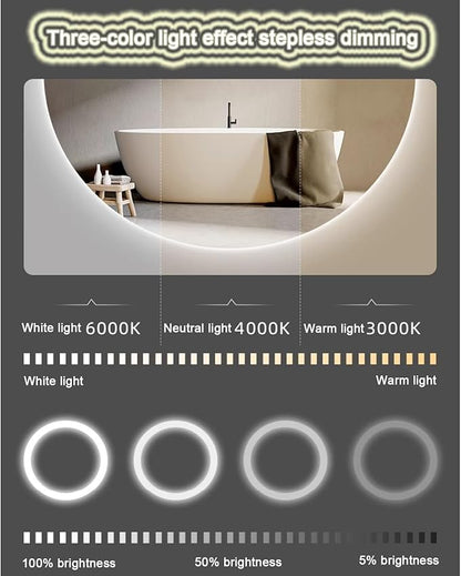 Bathroom Led Mirror ，Bathroom Mirror with LED Lights，Backlit Bathroom Mirror ，LED Mirror for Bathroom，Backlit Lighted Makeup Mirror，with Touch Sensor/Dimming/Demister pad(B,H90*W50cm/H35.4*W19.7IN)