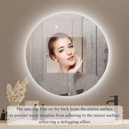 LTSRLL Frameless Illuminated LED Bathroom Wall Mirror with Touch, Demister Pad and Dimmable Lights & 3 Colors for Makeup Shaving and Bath Vanity IP44(Backlight,80cm/31.5in)