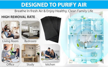 CFS – Pack of 12, Activated Carbon Filters for Floor Vent Heat Register Air Filter – Fresh and Filtered Air for Indoor, Home Filtration – Charcoal Air Filter Sheet- 4"x 12", Black