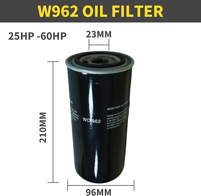 W962 Oil Filter for 25HP-60HP Screw Air Compressor, Industrial Screw Air Compressor System Maintenance Kit