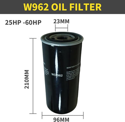 W962 Oil Filter for 25HP-60HP Screw Air Compressor, Industrial Screw Air Compressor System Maintenance Kit