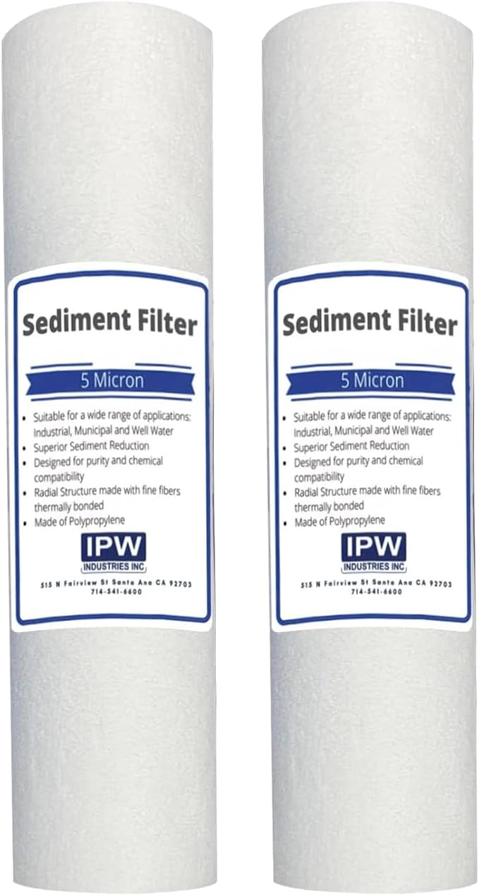 Pack of 2 Compatible Replacment filter set for GE GXWH04F GXWH20F GXWH20S GXRM10 GX1S01R Compatible Filters, 5 Micron Water Filter Cartridges by IPW Industries Inc.