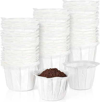 Disposable Paper Coffee Filters K Cup Paper Filters for K-eurig Single Brewer Reusable Cups, K-Cup Coffee Pods, Fit Most K eurig Single Serve Filter Brands Coffee Pods (White 100 count, Small)