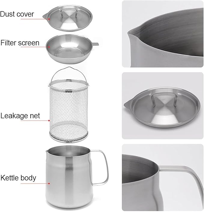 Oil Strainer, Bacon Grease Container Large Capacity Deep Fryer and Strainer Cup Combo Pan, 304 Stainless Steel Oil Separator, Ergonomic Handle, Easy to Use, Multi Functional, for