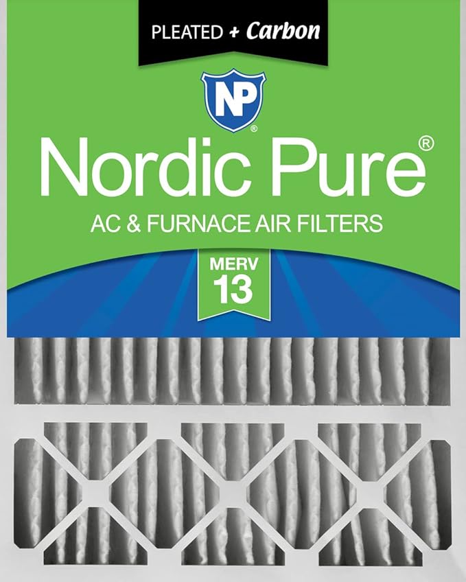 Nordic Pure 20x25x5 (Actual Size: 19 7/8 x 24 7/8 x 4 3/8) Honeywell Replacement Air Filters MERV 13 Plus Carbon 1 Pack