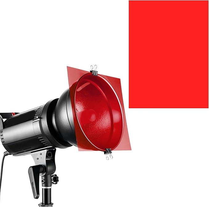 Lystaii 9pcs Gel Light Filter Color Correction Colored Overlays Transparent Color Film Lighting Gel Filter Plastic Sheets Correction 11.7 by 8.3 Inches for Film, Video, Photo, Stage (Red)