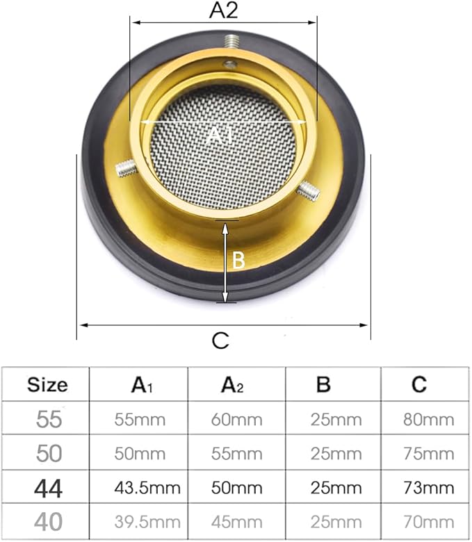 Carburetor Carb Velocity Stack 44mm Air Cleaner Filter Modified Trumpet Aluminum Alloy with Sponge Filter Steel Mesh for GY6 150cc PZ24 PZ30 PHBH Suggest Small Displacement (Gold,44mm)